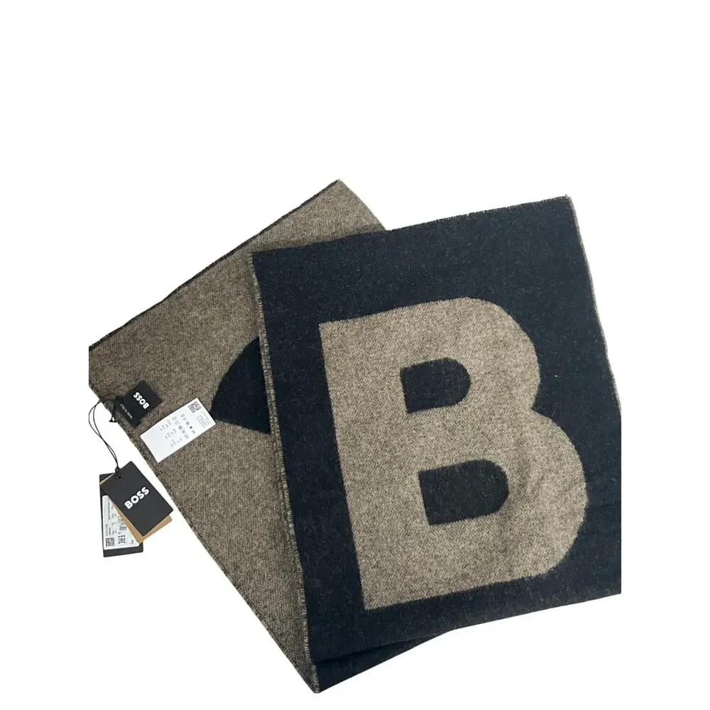 Hugo Boss Scarf Armin 2 wool blend scarf italy new mens gift brown black